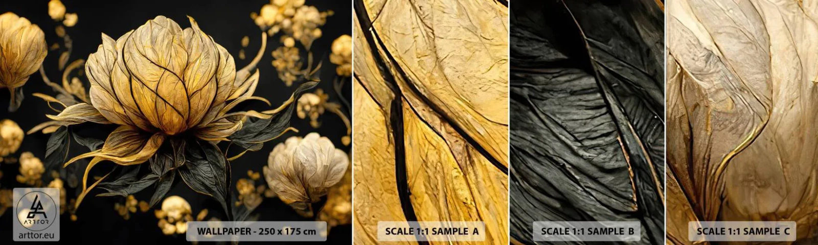 Campione di Fotomurale Adesivo Deluxe Sticker - Delicata fragilità - Fiore, Art Deco, Fascino - 100x30 cm