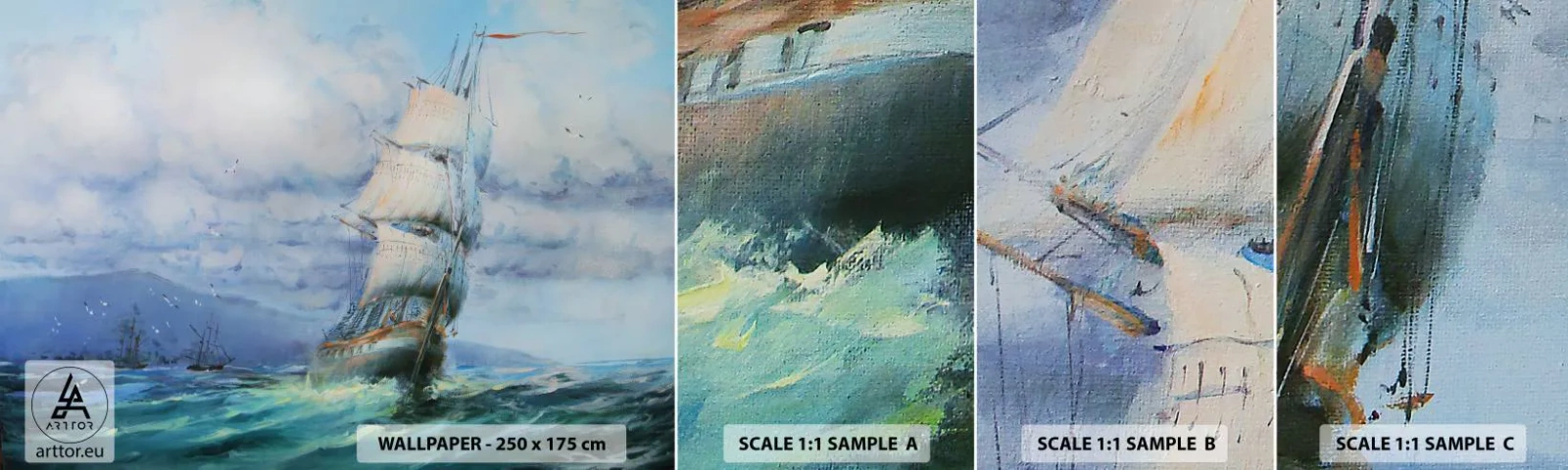 Campione di Fotomurale Adesivo Deluxe Sticker - Con il vento in favore - Veliero, Mare, navigazione - 100x30 cm