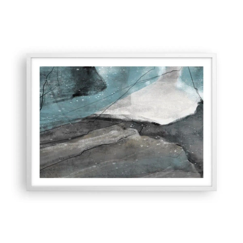 Poster in cornice bianca - Astrazione: rocce e ghiaccio - 70x50 cm
