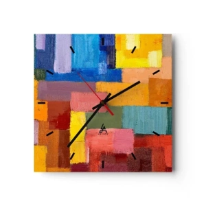 Orologio da parete - Orologio in Vetro - Ognuno diverso, tutti colorati - 40x40 cm