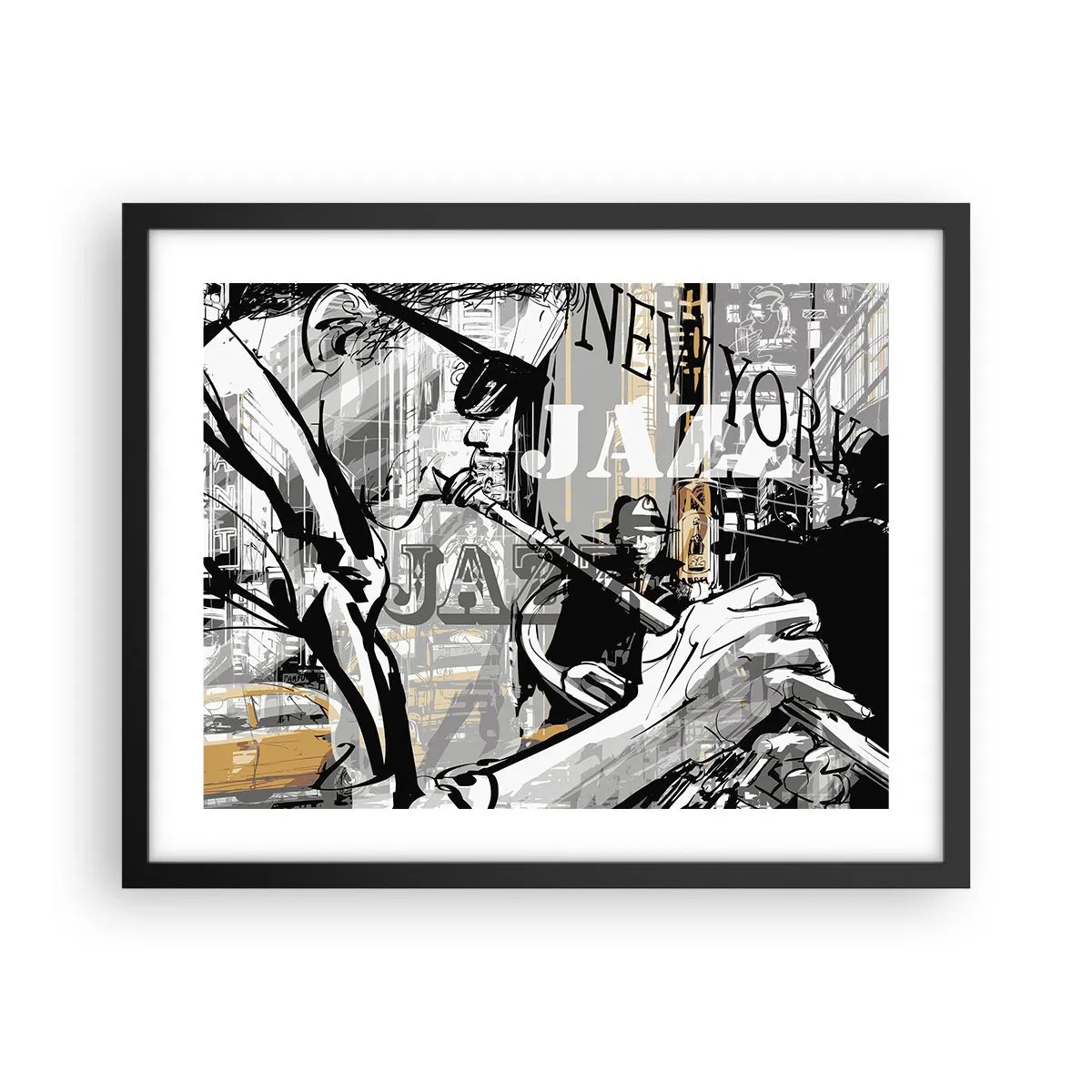 Poster in cornice nera - Al ritmo di New York - 50x40 cm