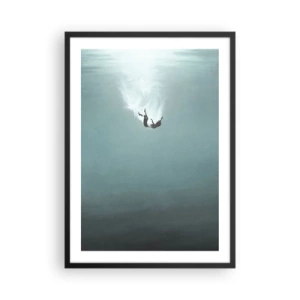 Poster in cornice nera - Sagoma di un uomo che cade nelle profondità dell'acqua - 50x70cm - Nell'abbraccio dell'oceano - Decorazione murale moderna per soggiorno e camera da letto ARTTOR