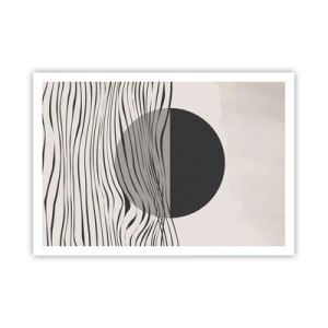 Poster - Linee astratte e forme geometriche in colori tenui - 100x70cm - Composizione a metà - Decorazione murale moderna per soggiorno e camera da letto ARTTOR