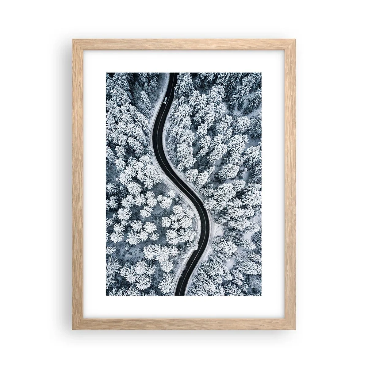 Poster in cornice rovere chiaro - Attraverso il bosco invernale - 30x40 cm