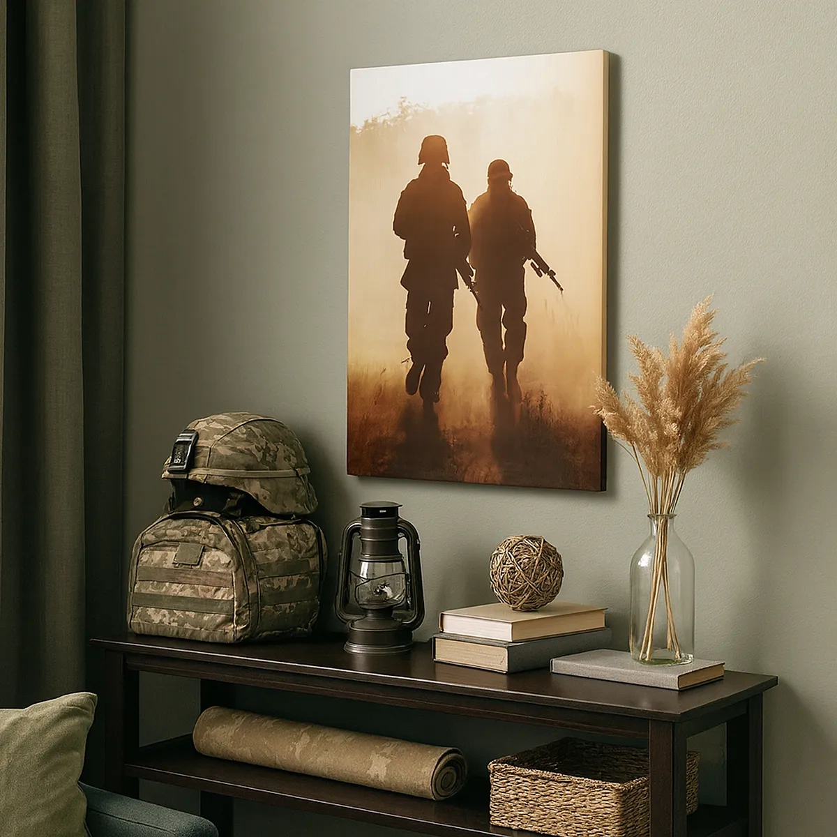 Quadro su tela - Stampe su Tela - Soldati marciano nella nebbia mattutina con la natura sullo sfondo - 50x70cm - Call of Duty - Decorazione murale moderna per soggiorno e camera da letto ARTTOR
