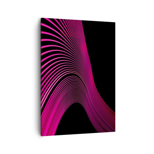 Quadro su tela - Stampe su Tela - Linee futuristiche nei toni del rosa su sfondo nero - 50x70cm - Il viale della luce - Decorazione murale moderna per soggiorno e camera da letto ARTTOR
