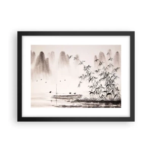 Poster in cornice nera - Il silenzio dei campi di riso - 40x30 cm