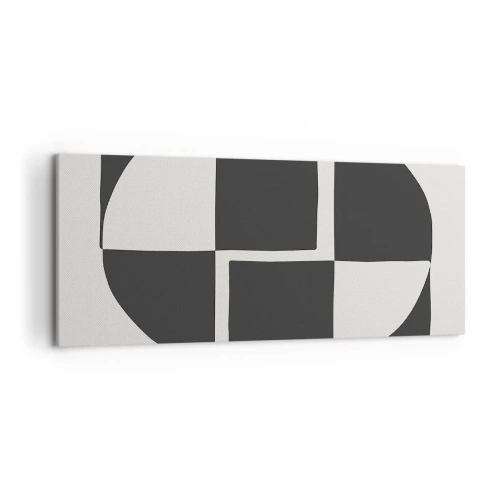 Quadro su tela - Stampe su Tela - Forme geometriche astratte in bianco e nero - 120x50cm - Antitesi - sintesi - Decorazione murale moderna per soggiorno e camera da letto ARTTOR
