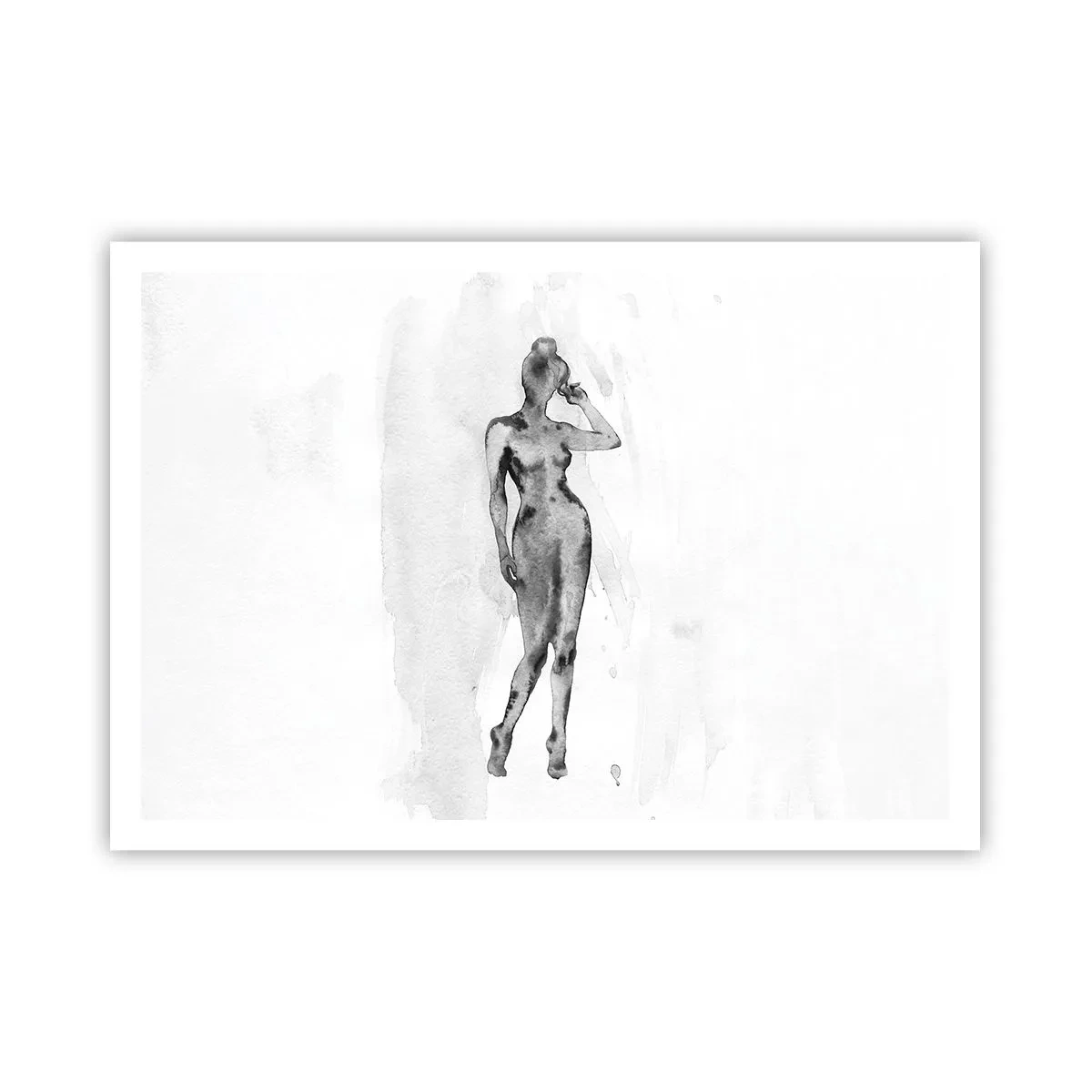 Poster - Schizzo della silhouette di una donna in tonalità di grigio - 100x70cm - Studio di ideale di bellezza - Decorazione murale moderna per soggiorno e camera da letto ARTTOR