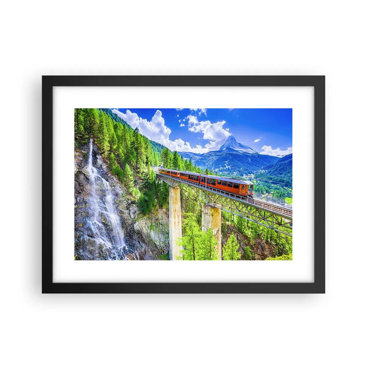 Poster in cornice nera - Ferrovia alpina - 40x30 cm