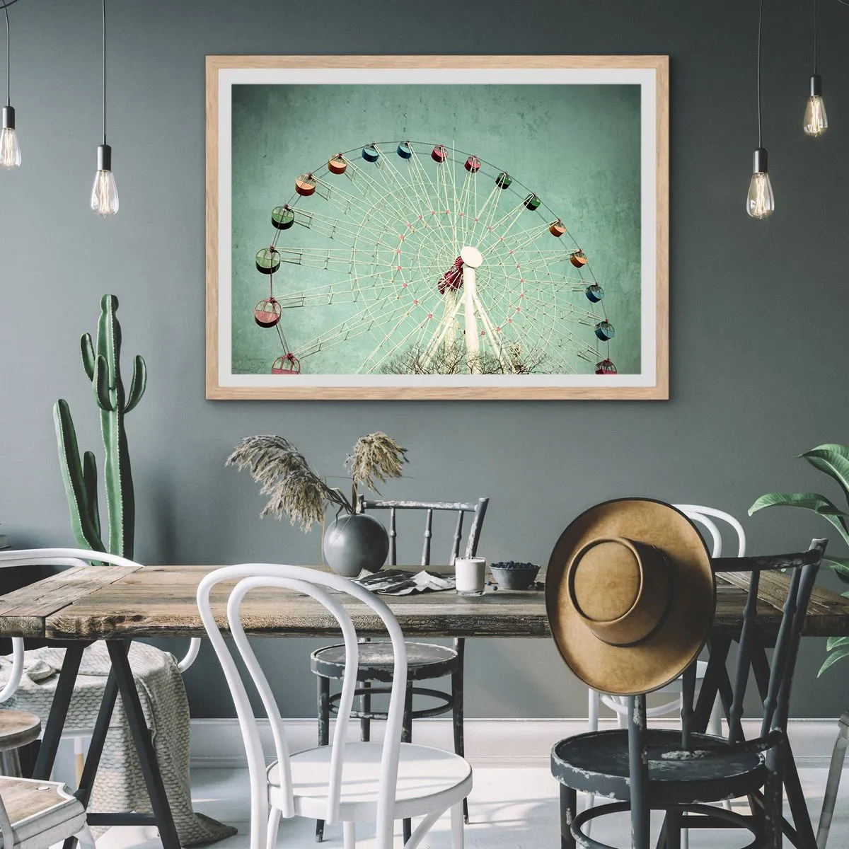 Poster in cornice rovere chiaro - Venite a divertirvi - 100x70 cm