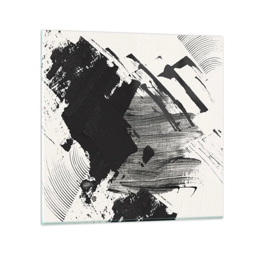 Quadro su vetro - Astrazione: espressione di nero - 30x30 cm