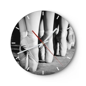 Orologio da parete - Orologio in Vetro - Ballerine bianche e nere con scarpe da punta - 30x30cm - Insieme, con leggerezza - Decorazione murale moderna per soggiorno, cucina e camera da letto ARTTOR