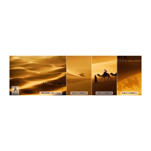 Campione di Fotomurale Adesivo Deluxe Sticker - La carovana sulle onde del deserto - Paesaggio, Africa, Deserto - 100x30 cm