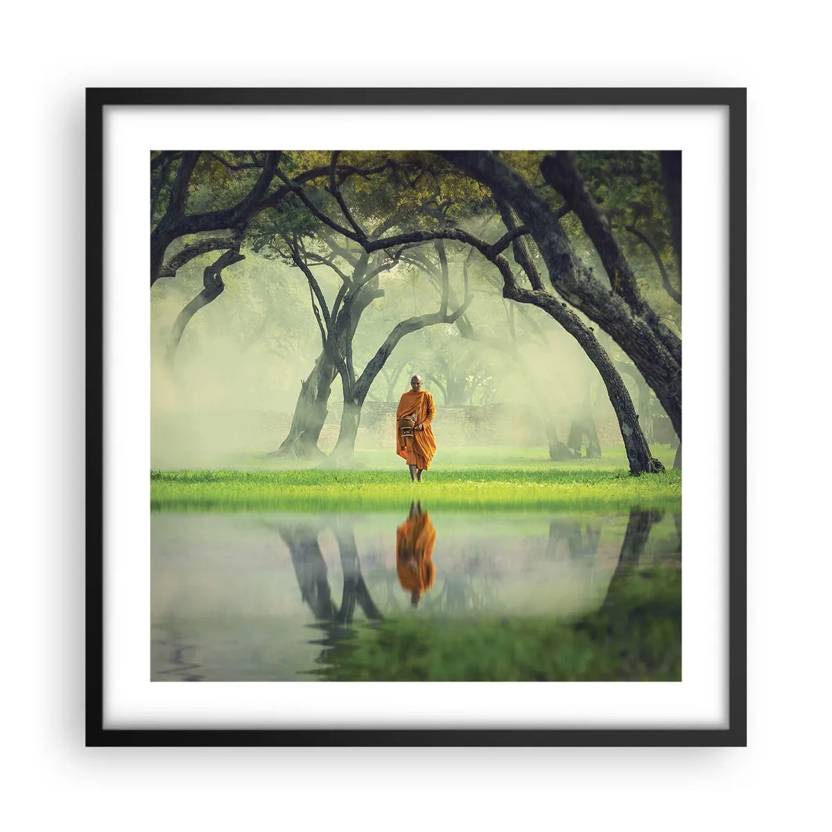 Poster in cornice nera - In cammino verso l'illuminazione - 50x50 cm