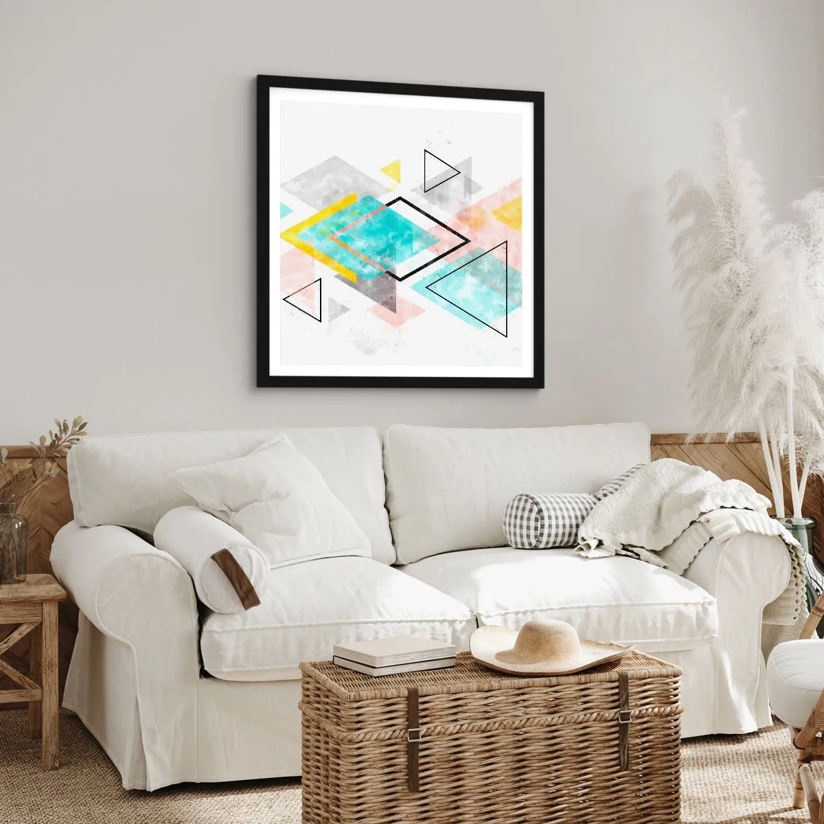 Poster in cornice nera - Gioco geometrico - 30x30 cm