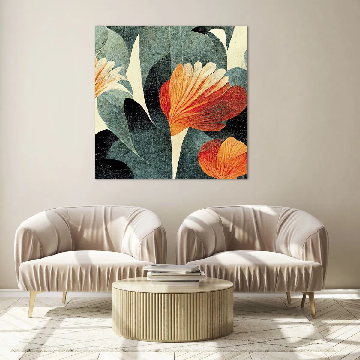 Quadro su vetro - Caldo dei tropici e fresco del verde - 70x70 cm