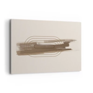 Quadro su tela - Stampe su Tela - Una composizione minimalista nei toni del beige e del grigio con un motivo geometrico - 100x70cm - Un soffio di grigio - Decorazione murale moderna per soggiorno e camera da letto ARTTOR