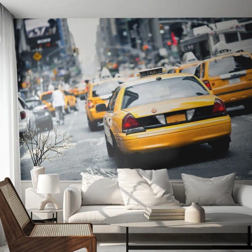 Fotomurali Premium Canvas - Solamente in questa città - Città, New York, Taxi - 300x210 cm