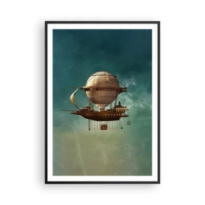 Poster in cornice nera - Saluti da Jules Verne - 70x100 cm