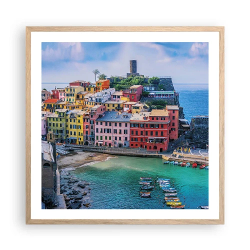 Poster in cornice rovere chiaro - Magica cittadina mediterranea - 60x60 cm