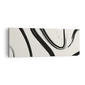 Quadro su tela - Stampe su Tela - Linee curve in bianco e nero su uno sfondo chiaro - 140x50cm - Capriccio bianco e nero - Decorazione murale moderna per soggiorno e camera da letto ARTTOR