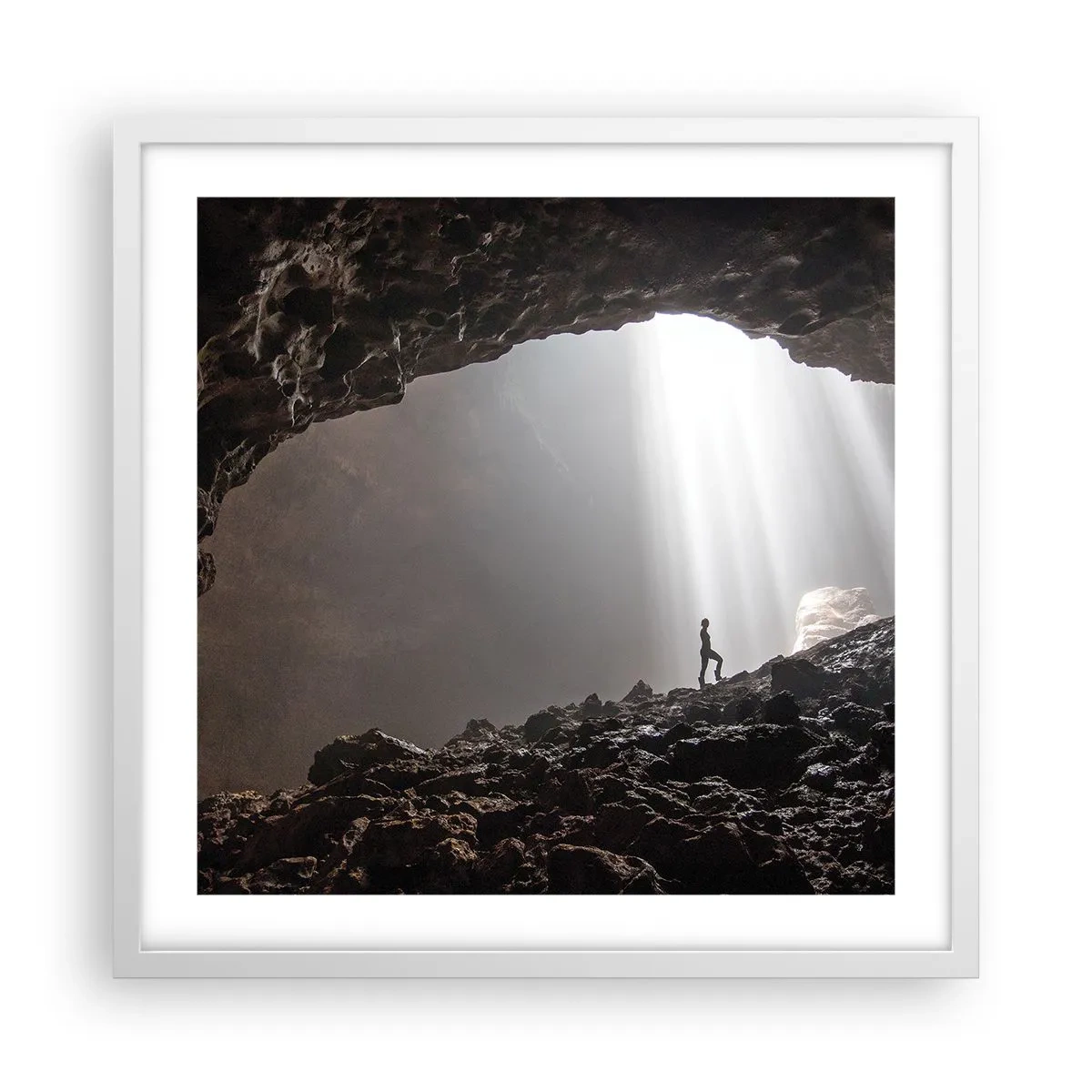 Poster in cornice bianca - Grotta luminosa - 50x50 cm
