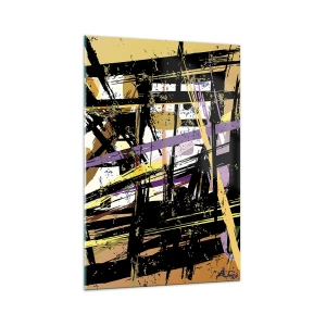 Quadro su vetro - Linee e forme astratte su uno sfondo beige - 70x100cm - Taglio netto - Decorazione murale moderna per soggiorno e camera da letto ARTTOR