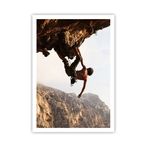 Poster - Il mondo ristretto in una mano sul bordo del masso - 70x100 cm