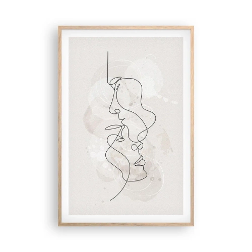 Poster in cornice rovere chiaro - Intrecciati in un abbraccio - 61x91 cm