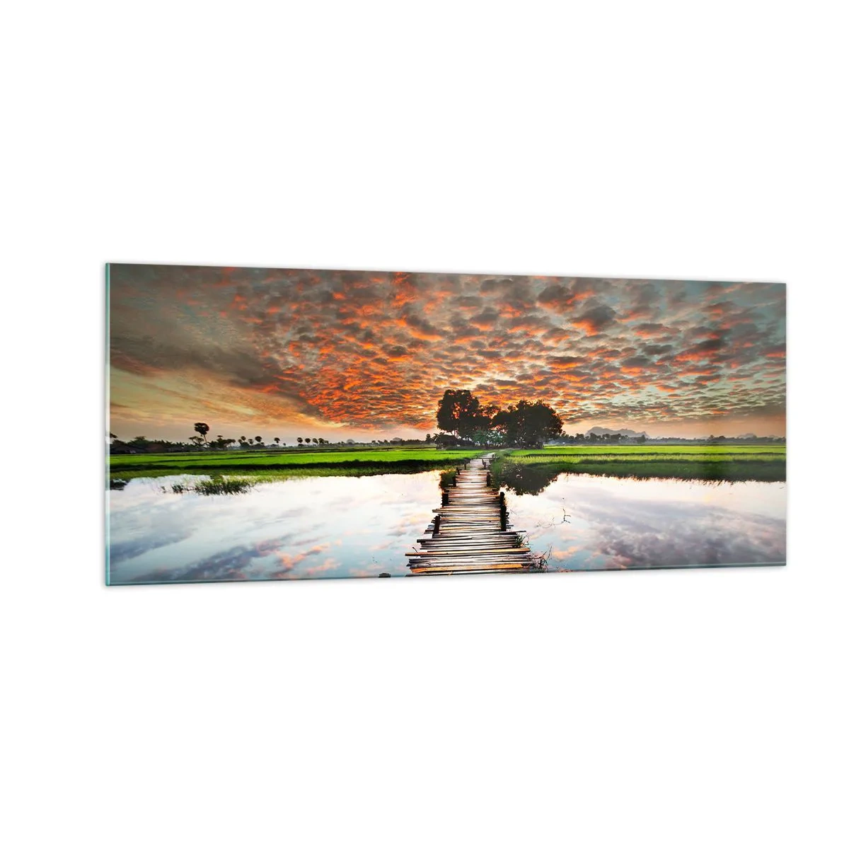 Quadro su vetro - Allarga le braccia, respira  - 100x40 cm