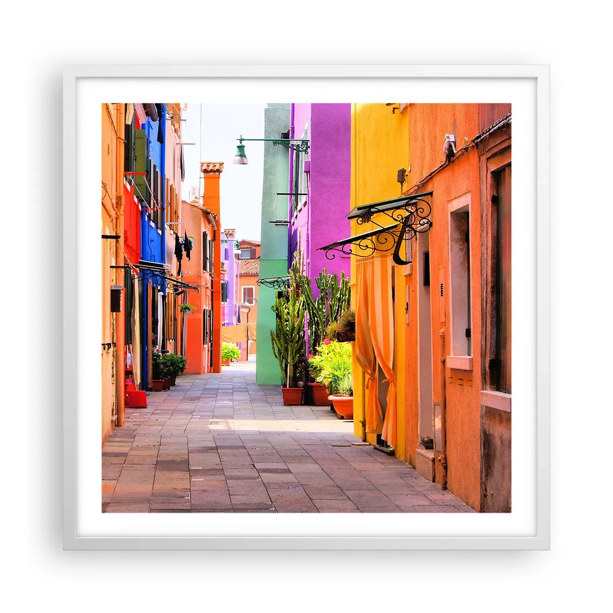 Poster in cornice bianca - Angolo multicolore - 60x60 cm