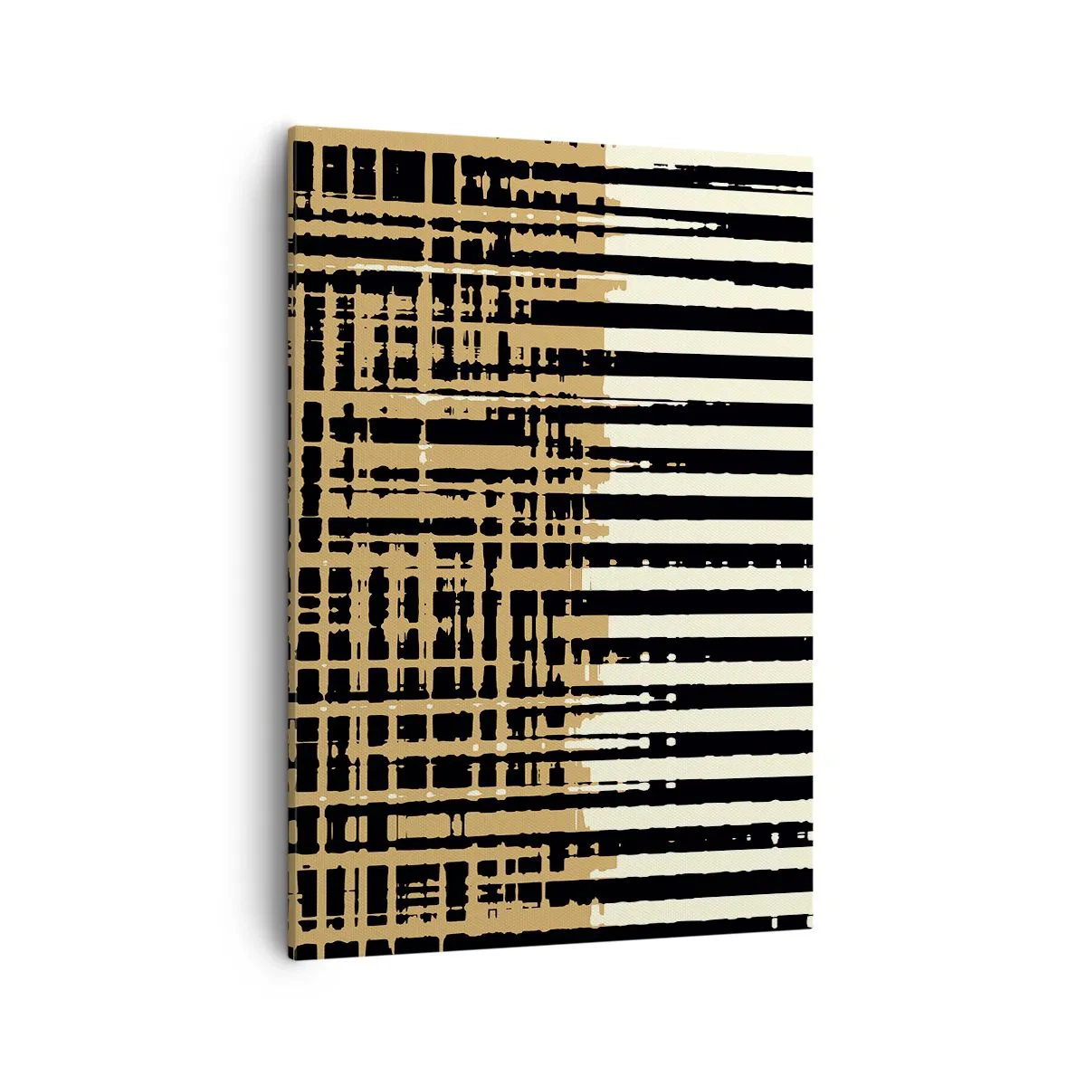 Quadro su tela - Stampe su Tela - Linee astratte in nero, beige e bianco - 50x70cm - Astrazione architettonica - Decorazione murale moderna per soggiorno e camera da letto ARTTOR