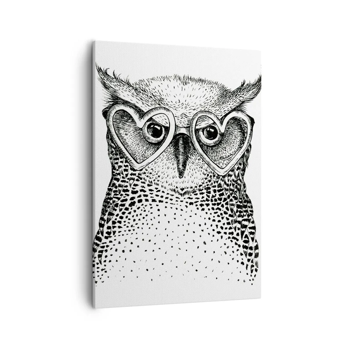 Quadro su tela - Stampe su Tela - Grafica elegante di un gufo che indossa occhiali a forma di cuore - 50x70cm - Saggiamente e con amore - Decorazione murale moderna per soggiorno e camera da letto ARTTOR