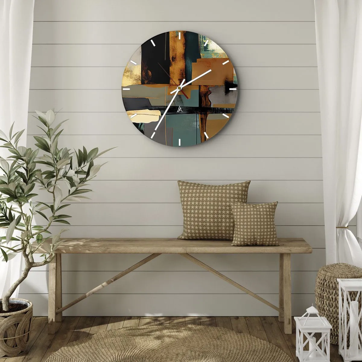 Orologio da parete - Orologio in Vetro - Astrazione: luci e ombre - 40x40 cm