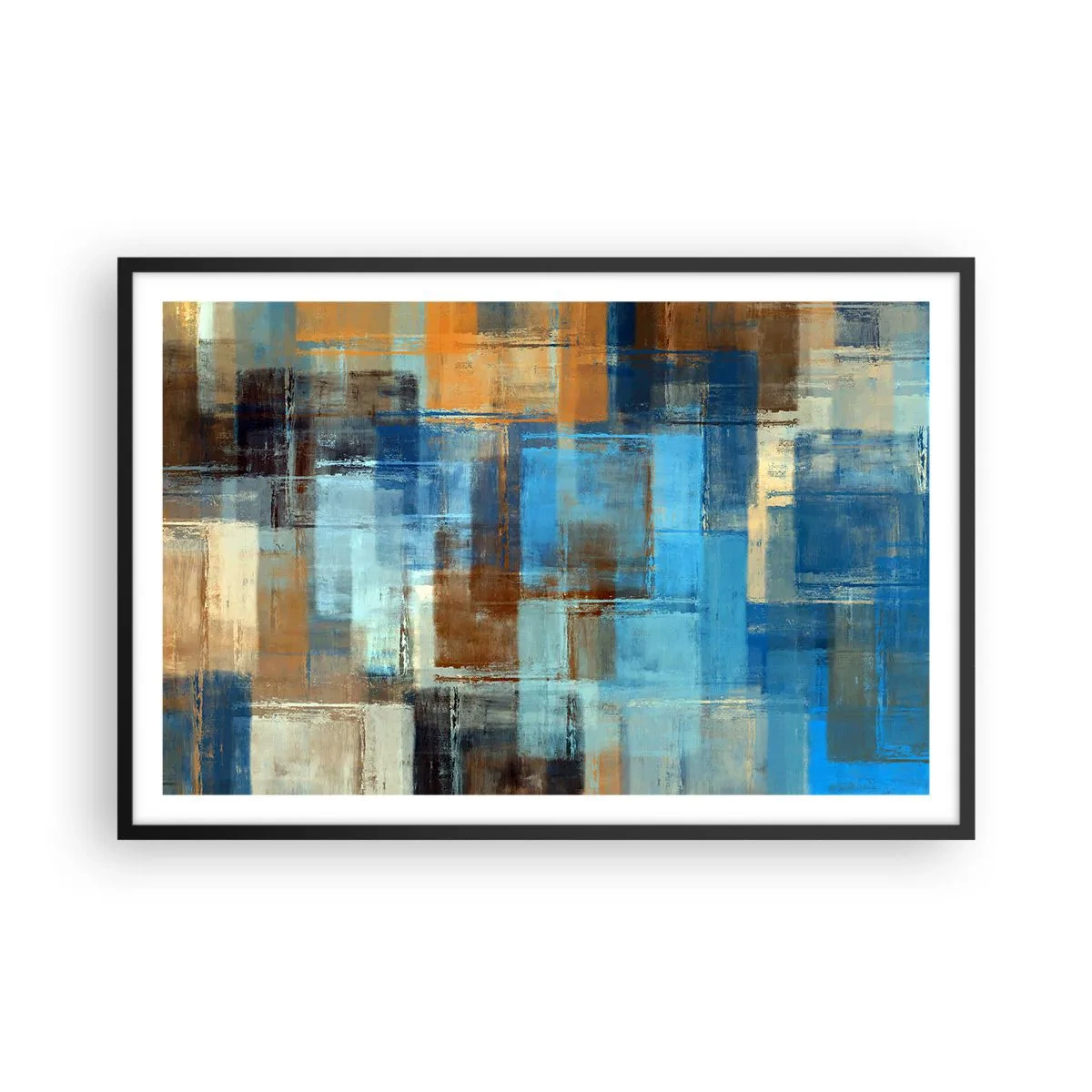 Poster in cornice nera - Attraverso la tenda blu - 91x61 cm