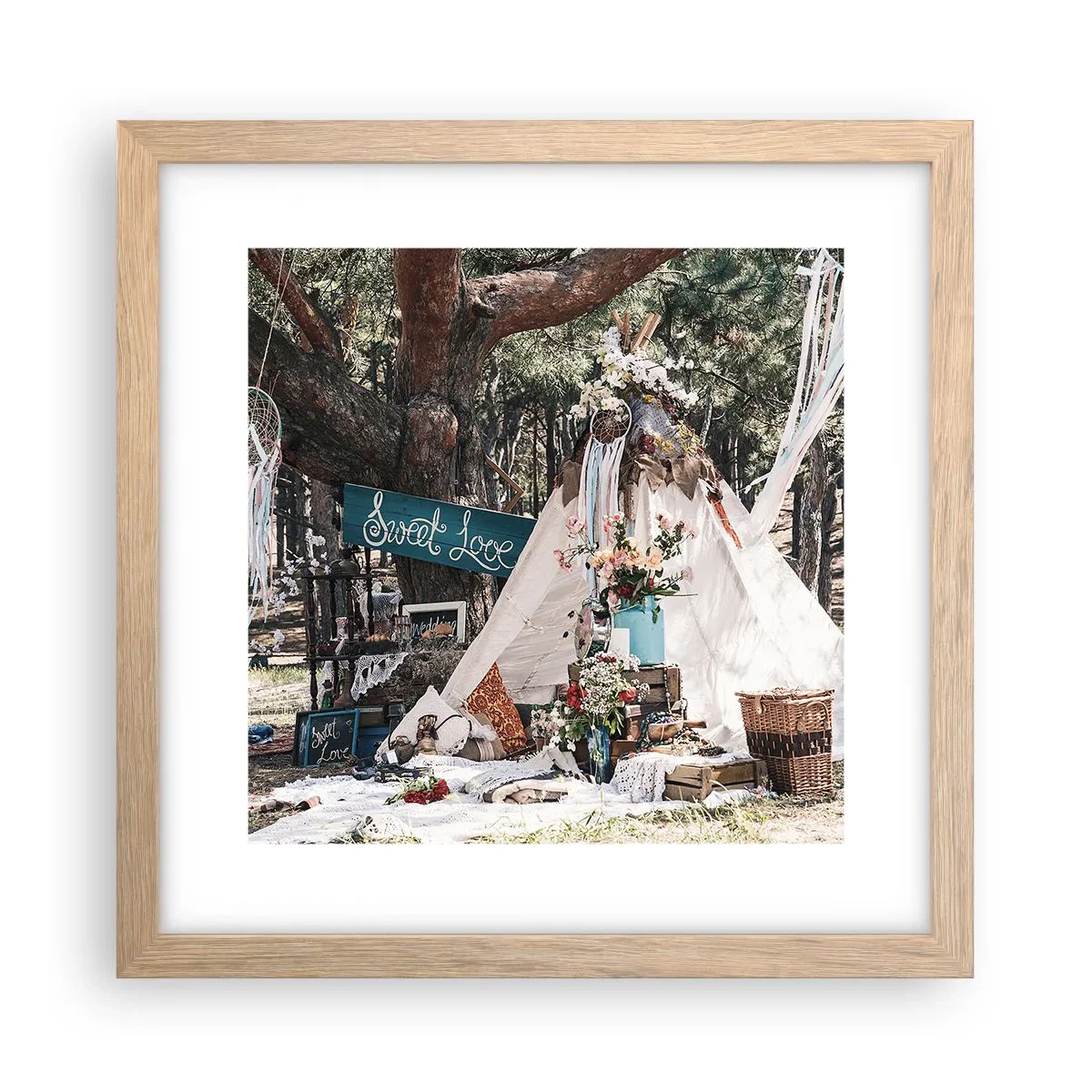 Poster in cornice rovere chiaro - Make love... - 30x30 cm