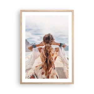 Poster in cornice rovere chiaro - In cammino verso la felicità - 50x70 cm