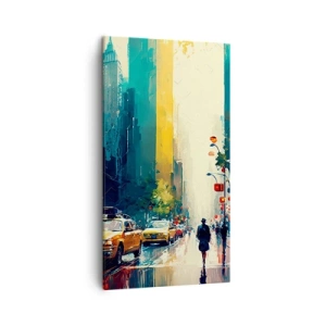Quadro su tela - Stampe su Tela - New York: qui anche la pioggia è colorata - 45x80 cm