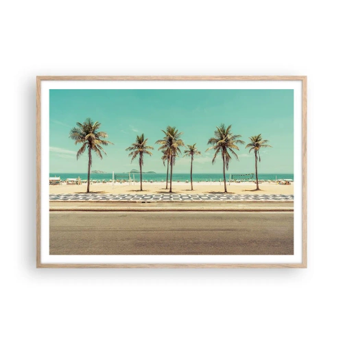 Poster in cornice rovere chiaro - A guardia della spiaggia - 100x70 cm