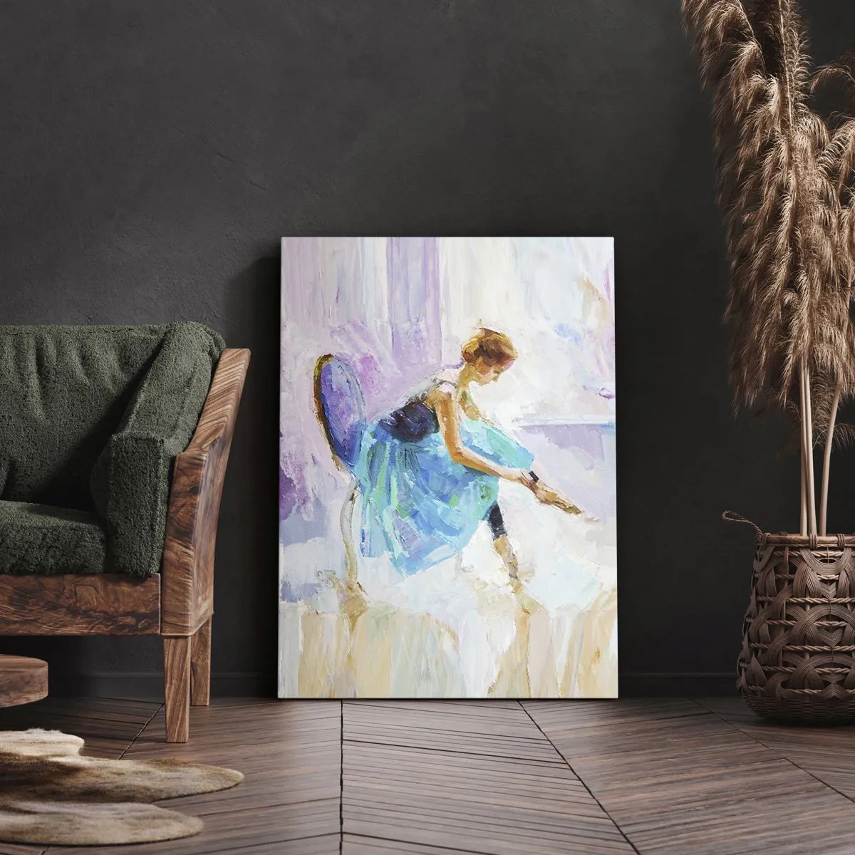 Quadro su tela - Stampe su Tela - Una ballerina si prepara a ballare in tonalità pastello. - 50x70cm - Grazia ineffabile, fascino sottile - Decorazione murale moderna per soggiorno e camera da letto ARTTOR