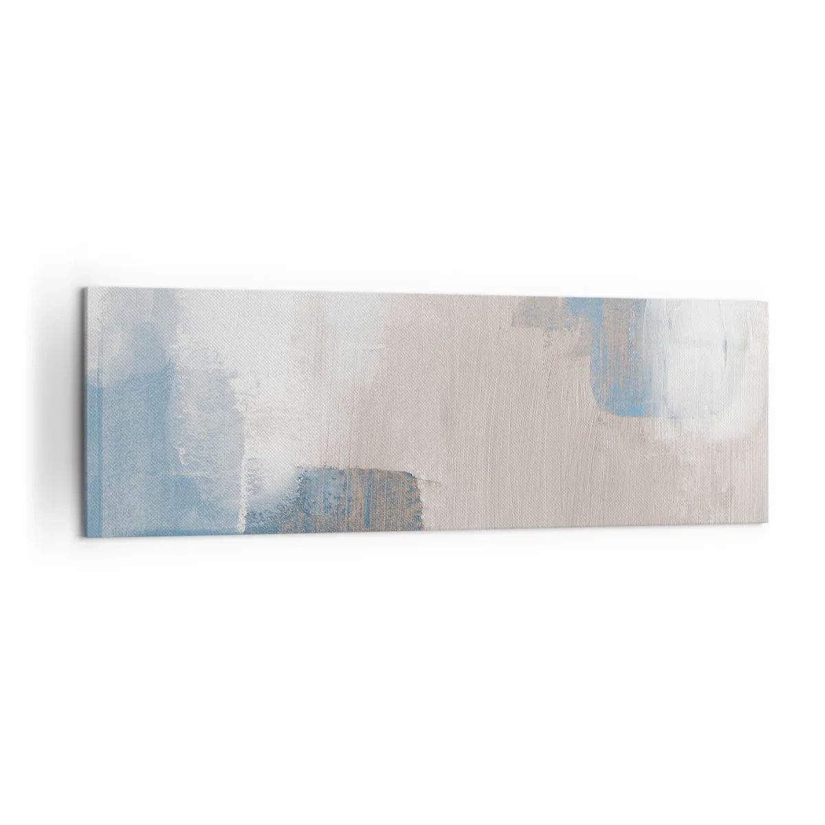 Quadro su tela - Stampe su Tela - Forme astratte nei toni del blu e del beige - 160x50cm - Astrazione rosa coperta dal blu - Decorazione murale moderna per soggiorno e camera da letto ARTTOR