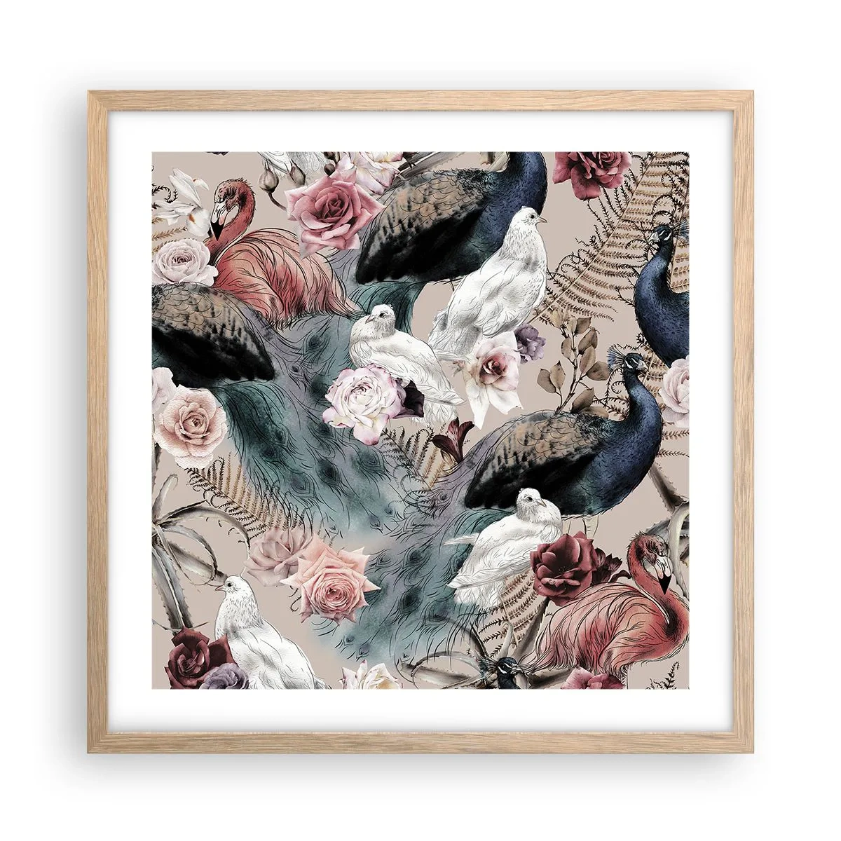 Poster in cornice rovere chiaro - Nel giardino del palazzo - 50x50 cm
