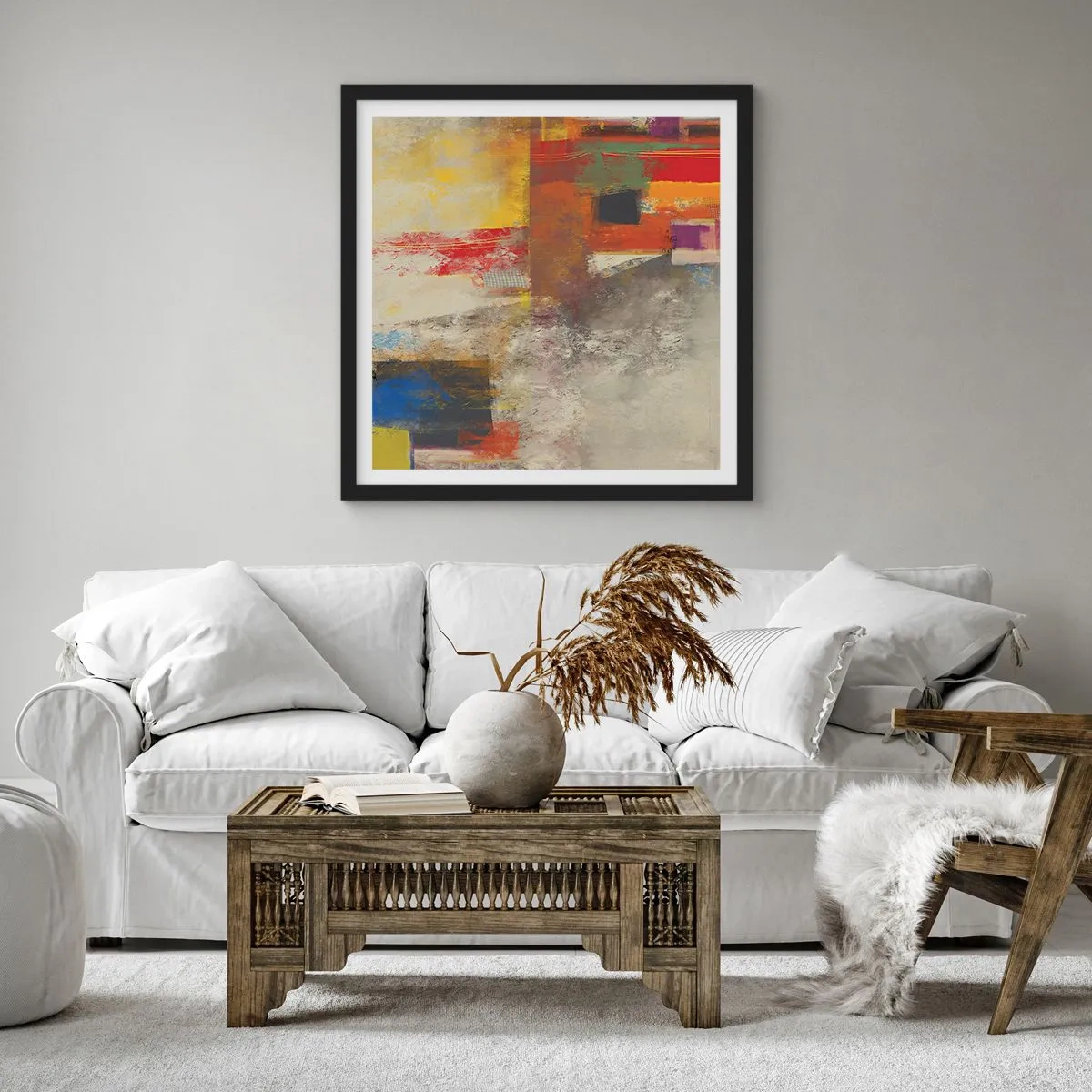 Poster in cornice nera - Geometria dei colori - 30x30 cm