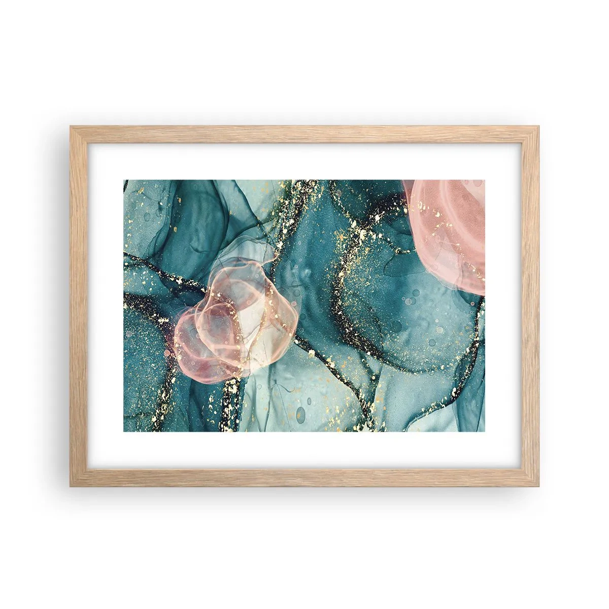 Poster in cornice rovere chiaro - Blu di seta, rosa di tulle - 40x30 cm