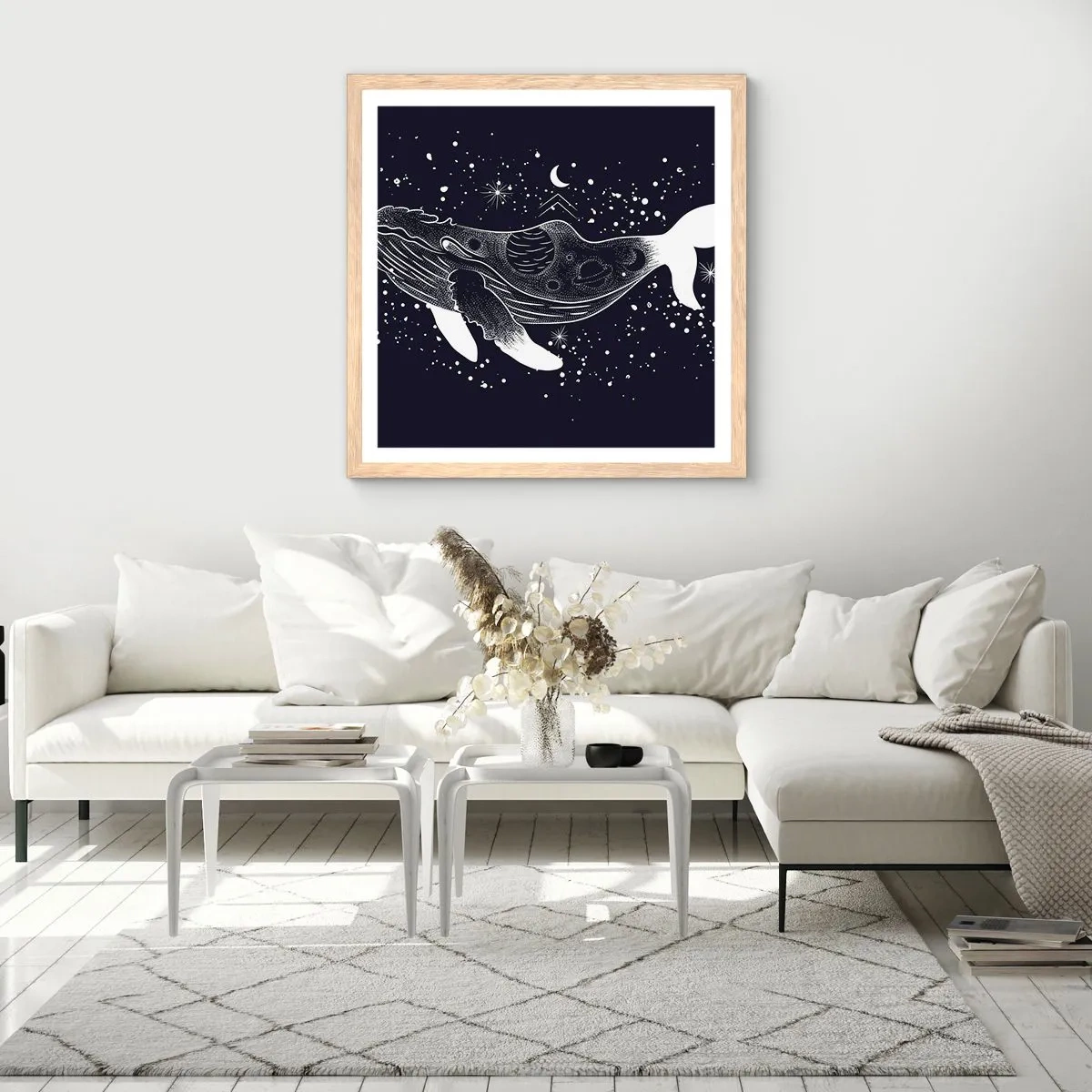 Poster in cornice rovere chiaro - Nell'oceano dell'universo - 40x40 cm