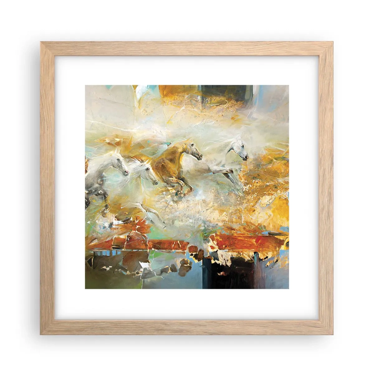 Poster in cornice rovere chiaro - Al galoppo attraverso la luce - 30x30 cm