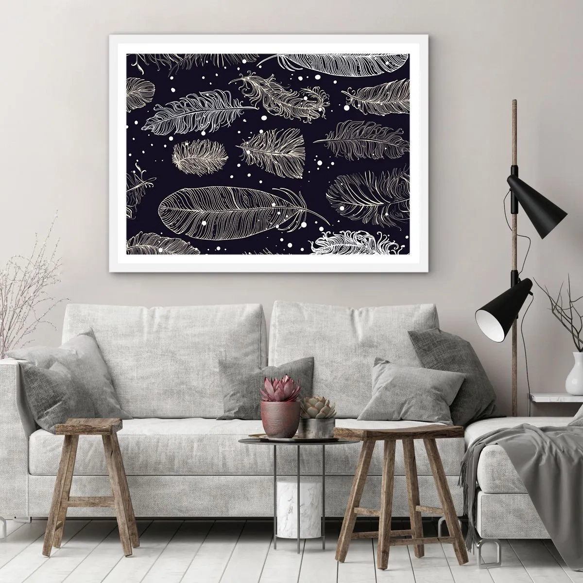 Poster in cornice bianca - Pizzo piumato - 70x50 cm