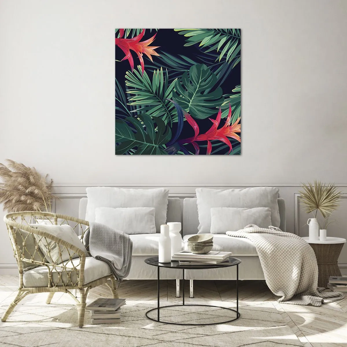Quadro su vetro - Fiammante nel verde - 70x70 cm
