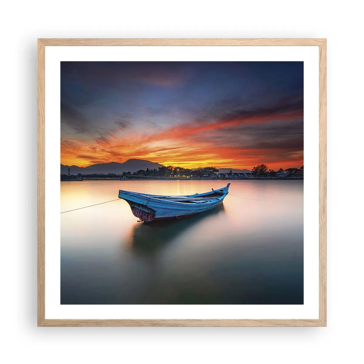 Poster in cornice rovere chiaro - Viene una notte buona - 60x60 cm